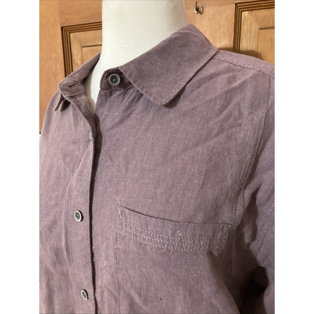 Prana Aster Tunic‎ Women's Sz L New Mauve Hemp Long Sleeve Button Zip Pocket $89 - Picture 3 of 10